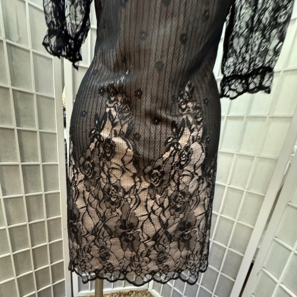 Body flirt,Woman,Dress Formal,Black,Sz M,Long Sleeve,Knee length,Elastic Lace.! - Picture 6 of 12
